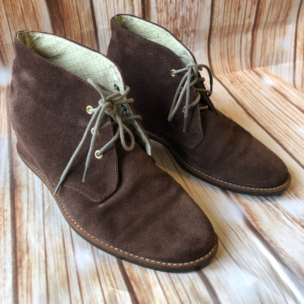 Matiko Brown Suede Leather LaceUp Booties Size 8.5